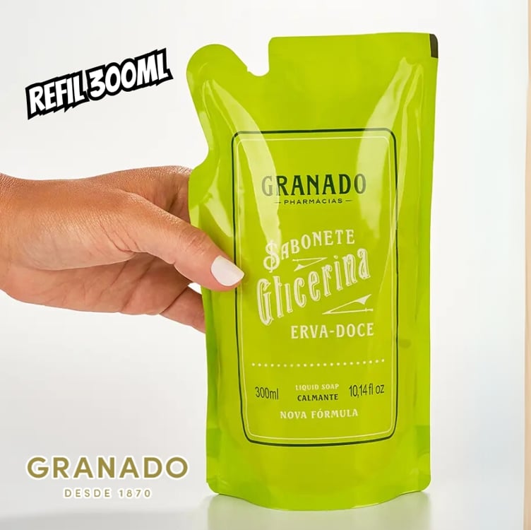 Refil Sabonete Líquido Glicerina Erva-Doce 300 Ml, Granado Refil Sabonete Líquido Glicerina Erva-Doce 300 Ml, Granado