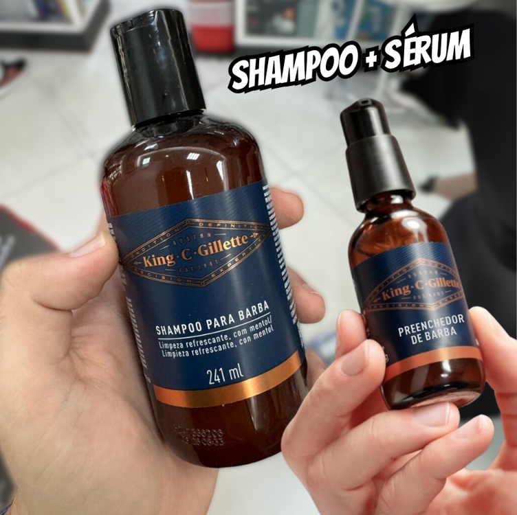 King C Gillette Kit, Shampoo para barba, 241ml e Sérum Preenchedor de Barba, 50ml King C Gillette Kit, Shampoo para barba, 241ml e Sérum Preenchedor de Barba, 50ml