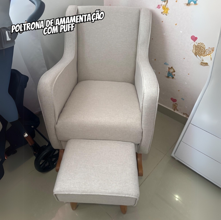 Poltrona/Cadeira de Amamentação para Mamãe Balanço com Puff -Linho Ds Home Poltrona/Cadeira de Amamentação para Mamãe Balanço com Puff -Linho Ds Home
