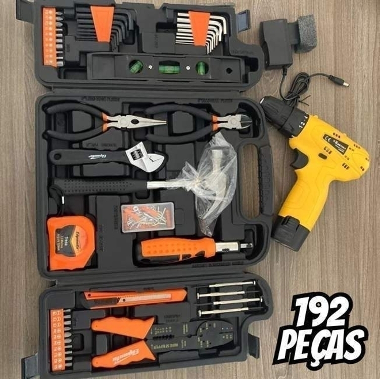 Kit Jogo De Ferramentas 129 Pçs C/ Maleta + Parafusadeira Kit Jogo De Ferramentas 129 Pçs C/ Maleta + Parafusadeira