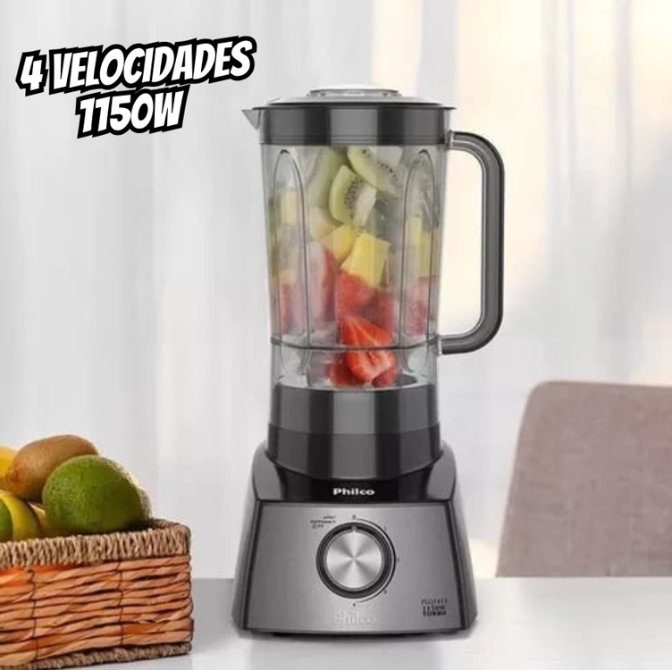 Liquidificador Plq1411p 4 Velocidades 2,7l 1150w Philco Cor Preto 110V Liquidificador Plq1411p 4 Velocidades 2,7l 1150w Philco Cor Preto 110V