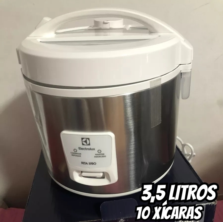 Panela Elétrica Electrolux vapor arroz capacidade 3,5L 10 xícaras 2 em 1 timer panela removivel antiaderente tampa com visor transparente ERC31 inox branco 127v por Rita Lobo Panela Elétrica Electrolux vapor arroz capacidade 3,5L 10 xícaras 2 em 1 timer panela removivel antiaderente tampa com visor transparente ERC31 inox branco 127v por Rita Lobo