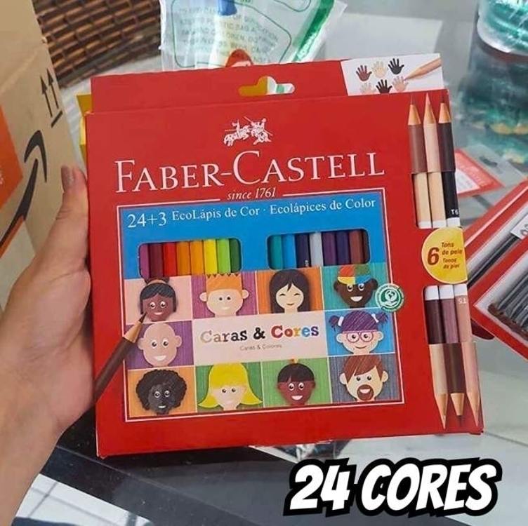 Lápis de Cor, Faber-Castell, Ecolápis Caras & Cores, 120124CC, 24 Cores + 3 Tons de Pele Lápis de Cor, Faber-Castell, Ecolápis Caras & Cores, 120124CC, 24 Cores + 3 Tons de Pele