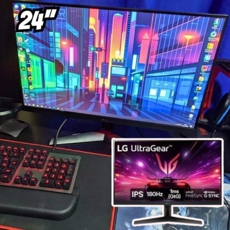 Monitor Gamer Lg Ultragear 24” Ips, Full Hd, 180hz, 1ms (gtg), Hdmi, Displayport, Hdr10, Srgb 99%, Nvidia® G-sync®, Amd Freesync™ - 24gs60f-b Monitor Gamer Lg Ultragear 24” Ips, Full Hd, 180hz, 1ms (gtg), Hdmi, Displayport, Hdr10, Srgb 99%, Nvidia® G-sync®, Amd Freesync™ - 24gs60f-b