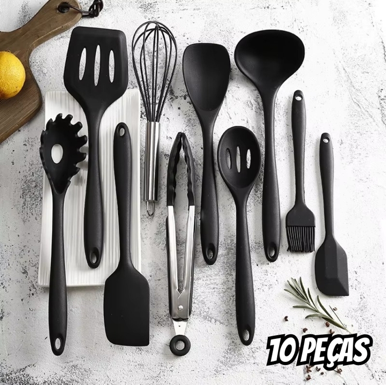 Conjunto Utensílios Profissional 10 Peças Cozinha Silicone Conjunto Utensílios Profissional 10 Peças Cozinha Silicone