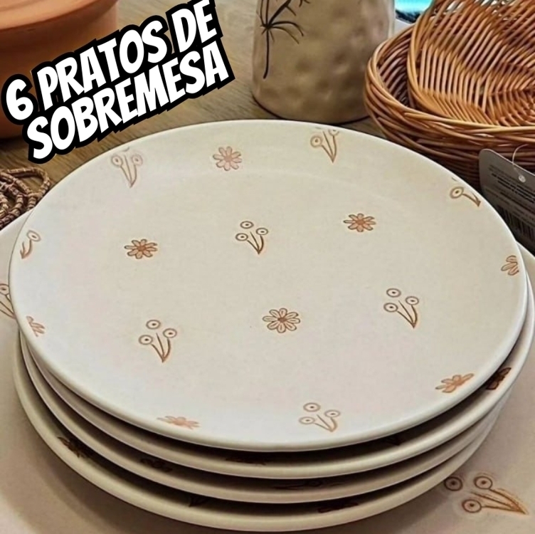 Conjunto Com 6 Pratos De Sobremesa Unni Afeto Amarelo escuro / Bege 18,5 Cm Oxford Conjunto Com 6 Pratos De Sobremesa Unni Afeto Amarelo escuro / Bege 18,5 Cm Oxford