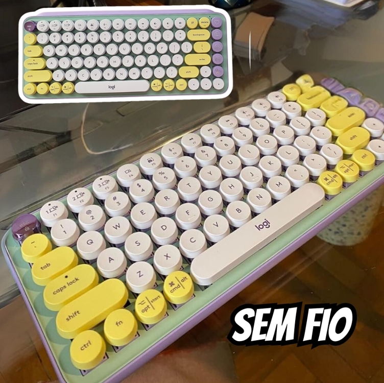 Teclado Mecânico sem fio Logitech POP Keys com teclas Emoji Personalizáveis, Design Compacto Durável, Conexão USB ou Bluetooth - Daydream Teclado Mecânico sem fio Logitech POP Keys com teclas Emoji Personalizáveis, Design Compacto Durável, Conexão USB ou Bluetooth - Daydream