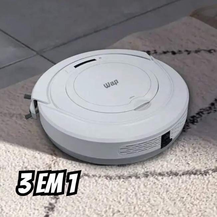 Aspirador de Pó Robô Automático 3 em 1 Varre Aspira e Passa Pano MOP WAP ROBOT W90 PÉROLA - Bivolt - Bivolt Aspirador de Pó Robô Automático 3 em 1 Varre Aspira e Passa Pano MOP WAP ROBOT W90 PÉROLA - Bivolt - Bivolt