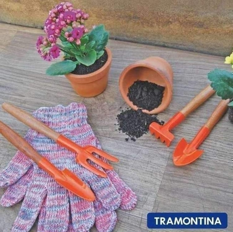 Tramontina Conjunto Para Jardinagem Metálico Com Cabo De Madeira 4 Peças Tramontina Conjunto Para Jardinagem Metálico Com Cabo De Madeira 4 Peças