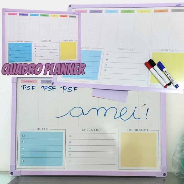 Kit Quadro Planner Soft Colors Dots Moldura MDF Revestido na Cor Lilás STALO, 60x40 Kit Quadro Planner Soft Colors Dots Moldura MDF Revestido na Cor Lilás STALO, 60x40
