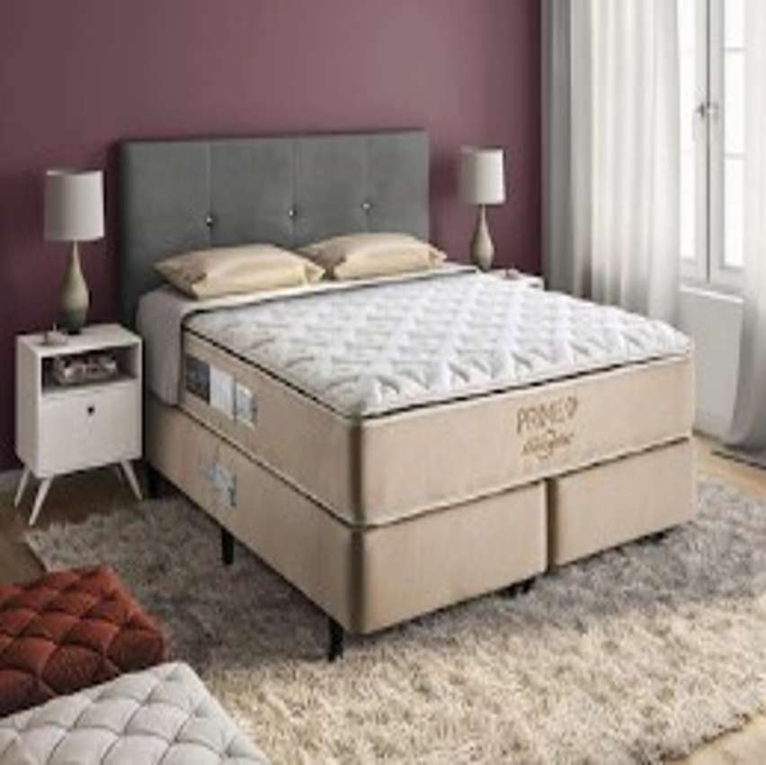Cama Box Queen + Colchão AmericanFlex Prime com Pillow Top e Molas Ensacadas 71 x 158 x 198 cm Cama Box Queen + Colchão AmericanFlex Prime com Pillow Top e Molas Ensacadas 71 x 158 x 198 cm