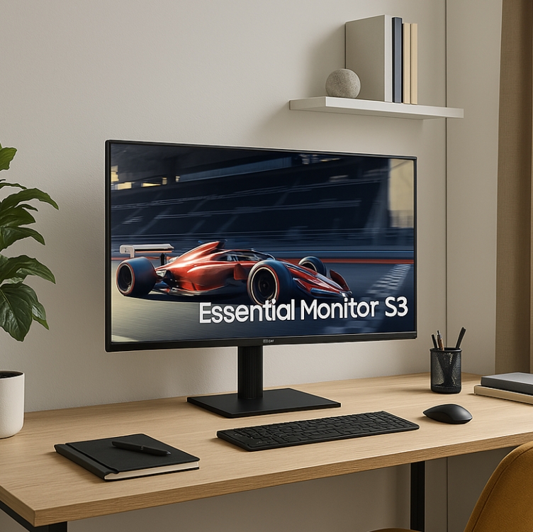 Monitor Samsung 27" FHD, 100 Hz, HDMI, VGA, Preto, S3 Monitor Samsung 27" FHD, 100 Hz, HDMI, VGA, Preto, S3