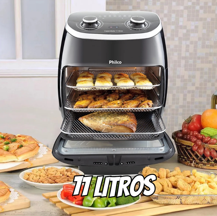 Fritadeira Air Fry Philco 11 Litros Oven Preta PFR2000P - 127 Volts Fritadeira Air Fry Philco 11 Litros Oven Preta PFR2000P - 127 Volts