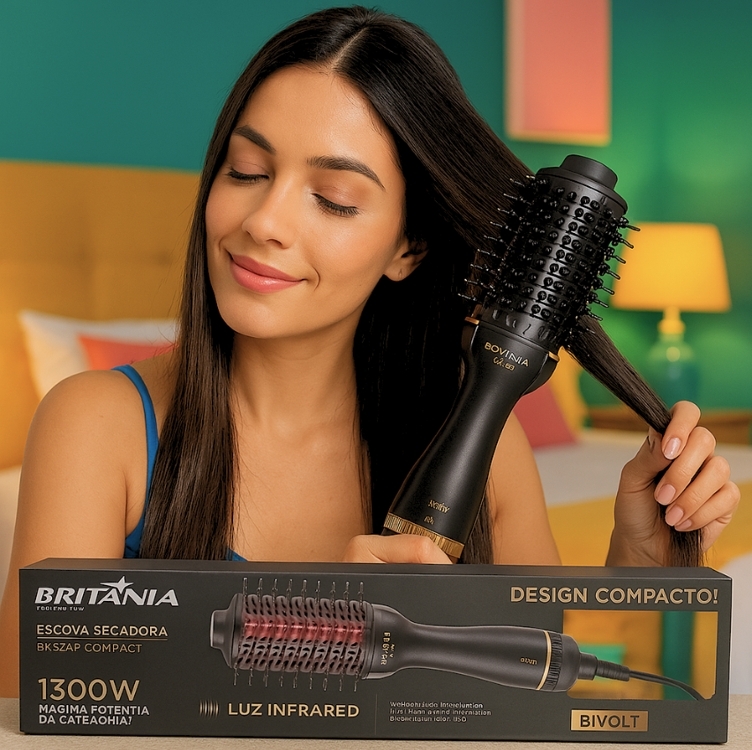 Escova Secadora Britânia 1300W Bivolt BES24P Escova Secadora Britânia 1300W Bivolt BES24P