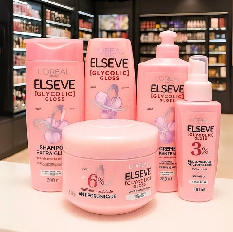 Kit Glycolic Gloss Shampoo+Condicionador+Acidificante+Creme de Tratamento+Sérum Kit Glycolic Gloss Shampoo+Condicionador+Acidificante+Creme de Tratamento+Sérum