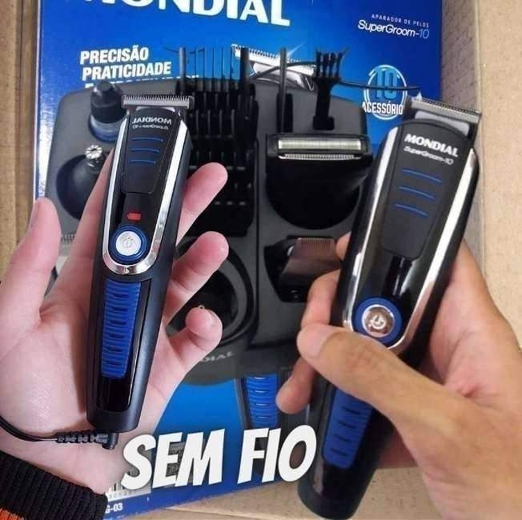 Aparador de Pelos Super Groom 10, Mondial, Preto/Azul, 6W, Bivolt - BG-03 Aparador de Pelos Super Groom 10, Mondial, Preto/Azul, 6W, Bivolt - BG-03