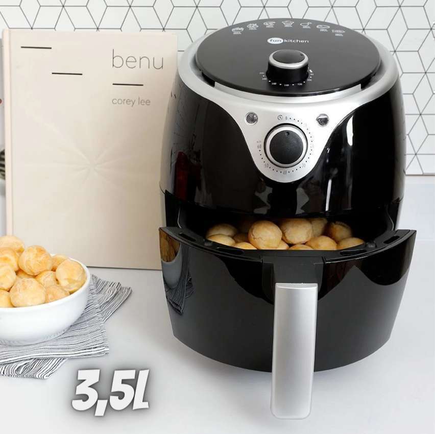 (AME R$ 209) Fritadeira Elétrica Air Fryer 3,5L Preta - Fun Kitchen 127v (AME R$ 209) Fritadeira Elétrica Air Fryer 3,5L Preta - Fun Kitchen 127v