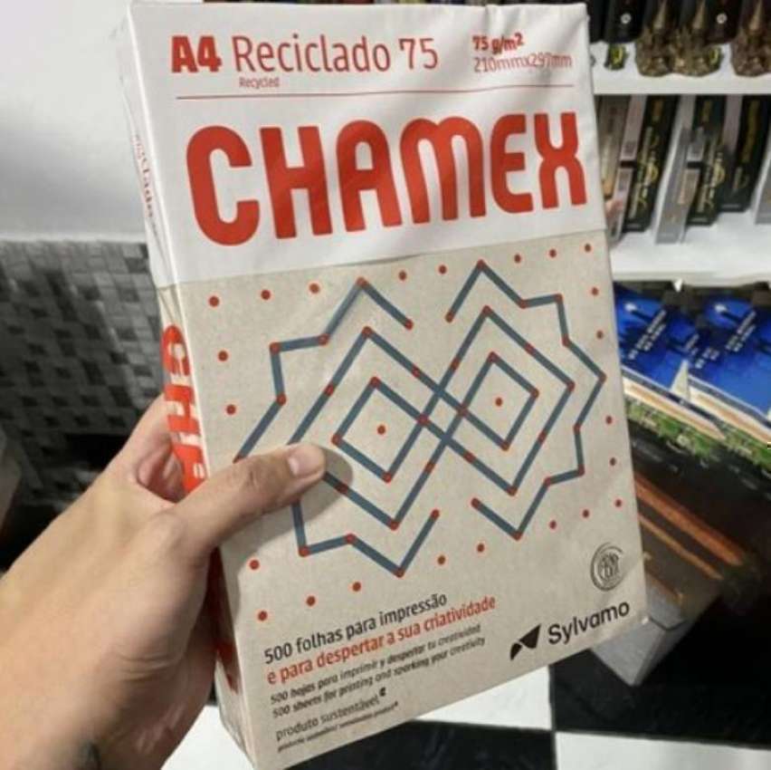 Papel Sulfite A4, Chamex, Reciclado, Eco, 75 Gramas, 210x297mm, 500 Folhas Papel Sulfite A4, Chamex, Reciclado, Eco, 75 Gramas, 210x297mm, 500 Folhas