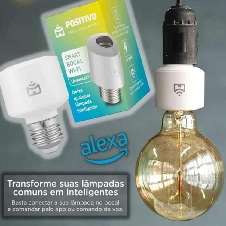 Smart Bocal Wi-Fi Positivo Casa Inteligente, Soquete E27, 100W, Branco, Bivolt - Compatível com Alexa Smart Bocal Wi-Fi Positivo Casa Inteligente, Soquete E27, 100W, Branco, Bivolt - Compatível com Alexa