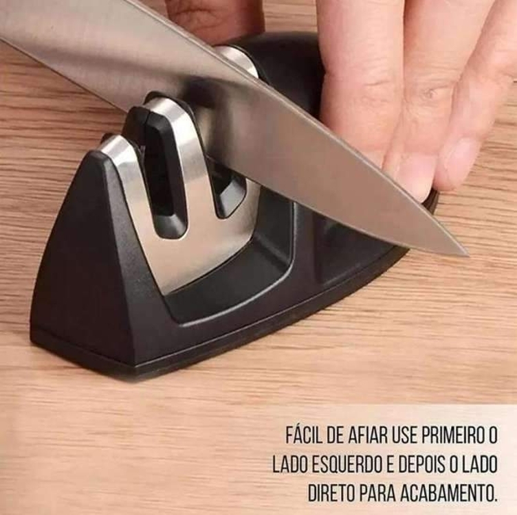 Mimo Style Amolador de Facas Manual, Material de Aço Inox e Plástico Emborrachado de Ótima Qualidade, Leve e Fácil de Manejar, Formato Ergonômico e Prático, Possui Dois Encaixes (Amolar e Afiar) Mimo Style Amolador de Facas Manual, Material de Aço Inox e Plástico Emborrachado de Ótima Qualidade, Leve e Fácil de Manejar, Formato Ergonômico e Prático, Possui Dois Encaixes (Amolar e Afiar)