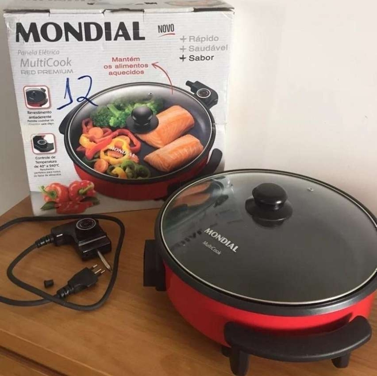 Panela Elétrica Multifuncional Grill Redonda - Mondial Multicook Red Pe-28 1200w 3l Panela Elétrica Multifuncional Grill Redonda - Mondial Multicook Red Pe-28 1200w 3l