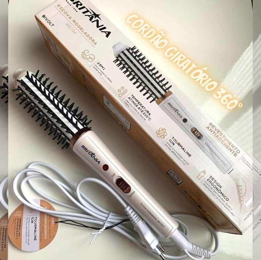 Escova Modeladora Britânia Bec04 - Turmalina Com Íons 60w 1 Velocidade Escova Modeladora Britânia Bec04 - Turmalina Com Íons 60w 1 Velocidade
