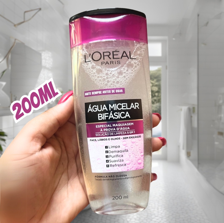 Água Micelar Bifásica L'Oréal Paris Solução de Limpeza 5 em 1, 200ml Água Micelar Bifásica L'Oréal Paris Solução de Limpeza 5 em 1, 200ml