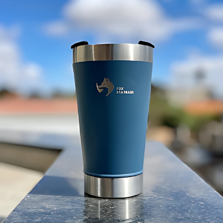 Copo Térmico Fox Stainless Quente e Frio com Tampa 473ml Azul Copo Térmico Fox Stainless Quente e Frio com Tampa 473ml Azul
