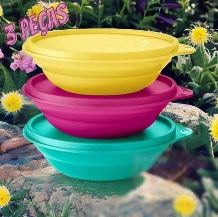 Conjunto De Tigelas De Plástico 3 Peças - Tupperware Pragela Colors Conjunto De Tigelas De Plástico 3 Peças - Tupperware Pragela Colors