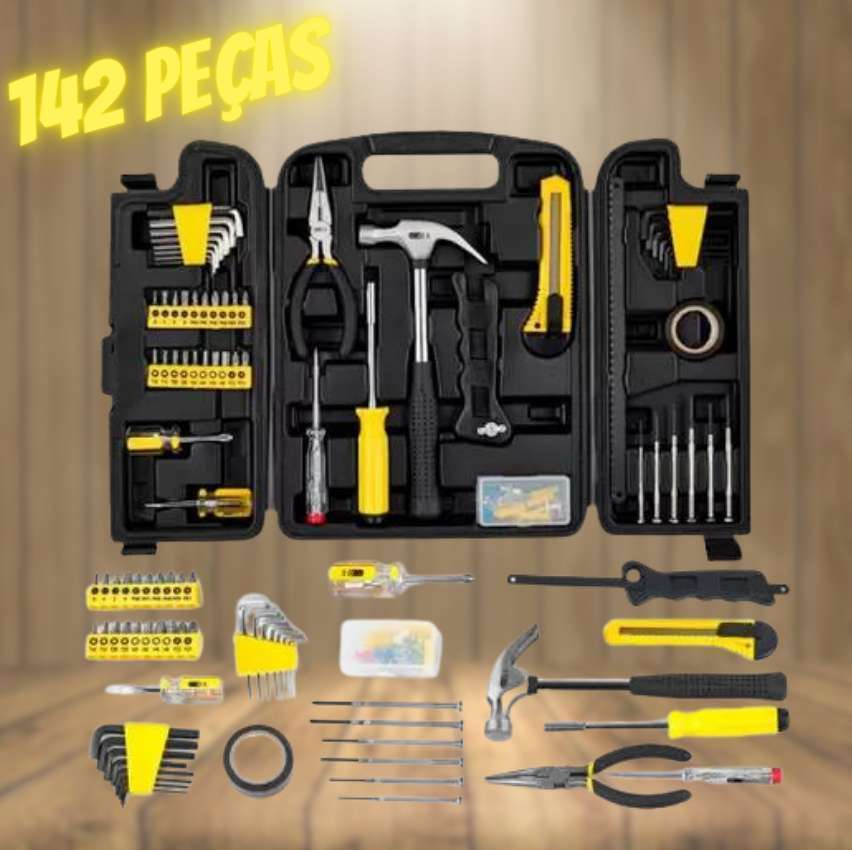 Jogo De Ferramentas Kit 142 Peças Com Maleta - OZ Jogo De Ferramentas Kit 142 Peças Com Maleta - OZ