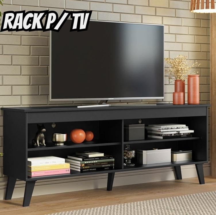 Rack para Tv até 65 Polegadas com Pés Preto Turim Madesa Rack para Tv até 65 Polegadas com Pés Preto Turim Madesa
