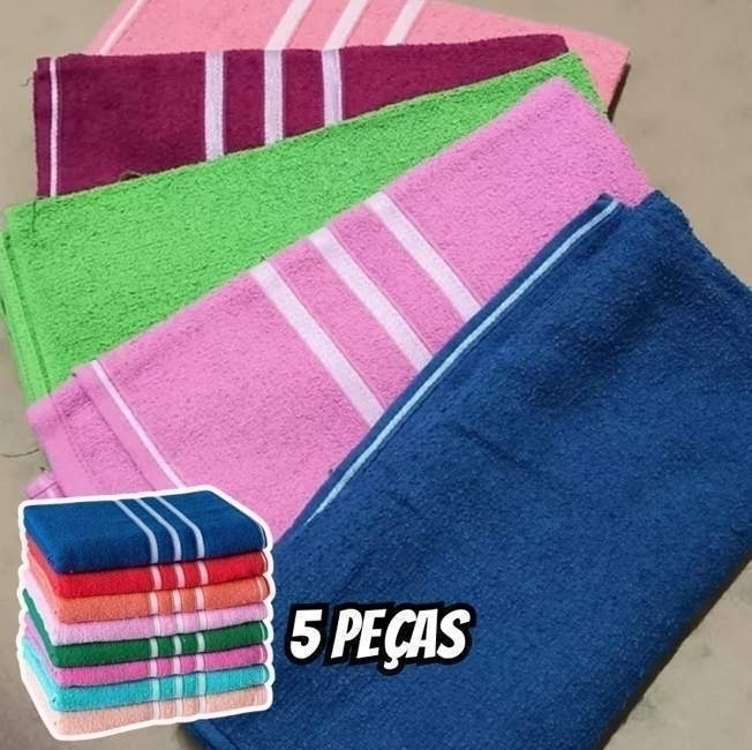 Kit 05 Peças Toalha De Banho 100% Algodão Tek Escala Kit 05 Peças Toalha De Banho 100% Algodão Tek Escala