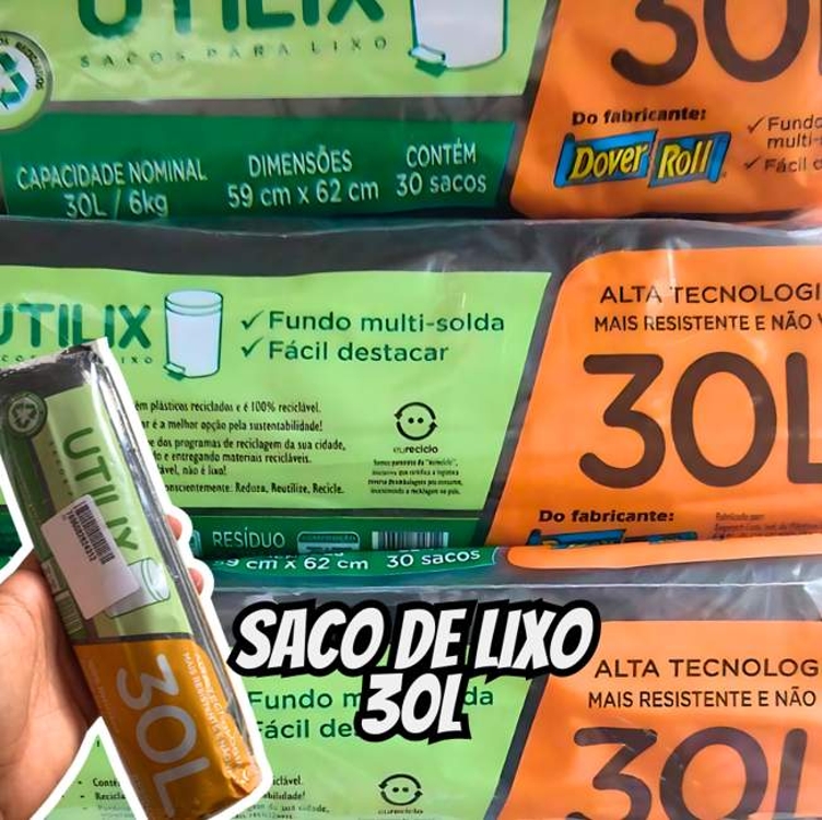 Utilix 510024312 - Saco Para Lixo, 30 Litros, Preto, Rolo Com 30 Sacos Utilix 510024312 - Saco Para Lixo, 30 Litros, Preto, Rolo Com 30 Sacos