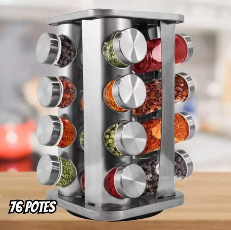 Porta Temperos Condimentos 16 Potes Giratorio Quadrado Inox Mm House Porta Temperos Condimentos 16 Potes Giratorio Quadrado Inox Mm House