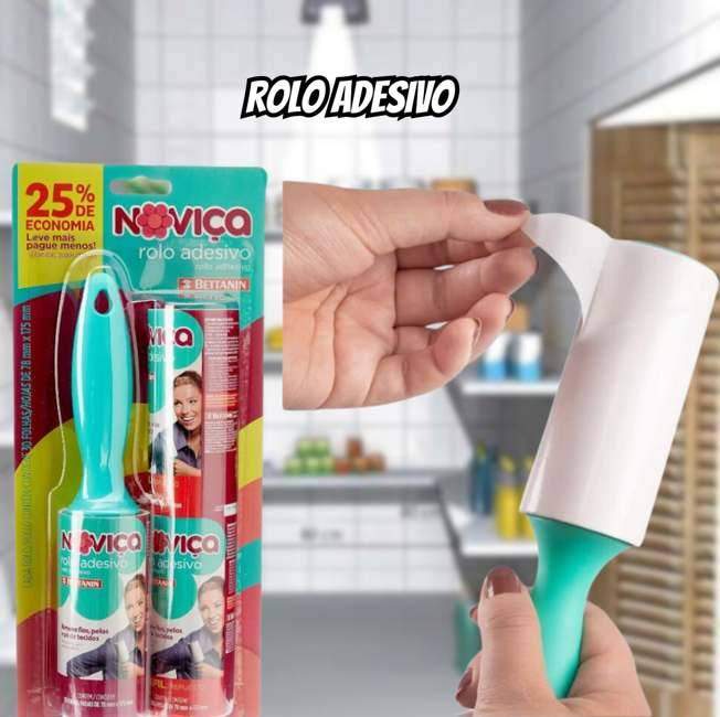 Conjunto de Rolo Adesivo, Dois Refis, Noviça Conjunto de Rolo Adesivo, Dois Refis, Noviça