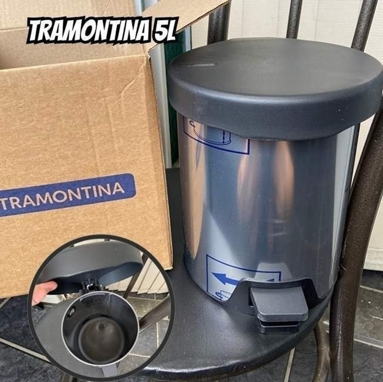 Lixeira Com Pedal New Tramontina Em Aço Inox Com Acabamento Polido 5 L Lixeira Com Pedal New Tramontina Em Aço Inox Com Acabamento Polido 5 L