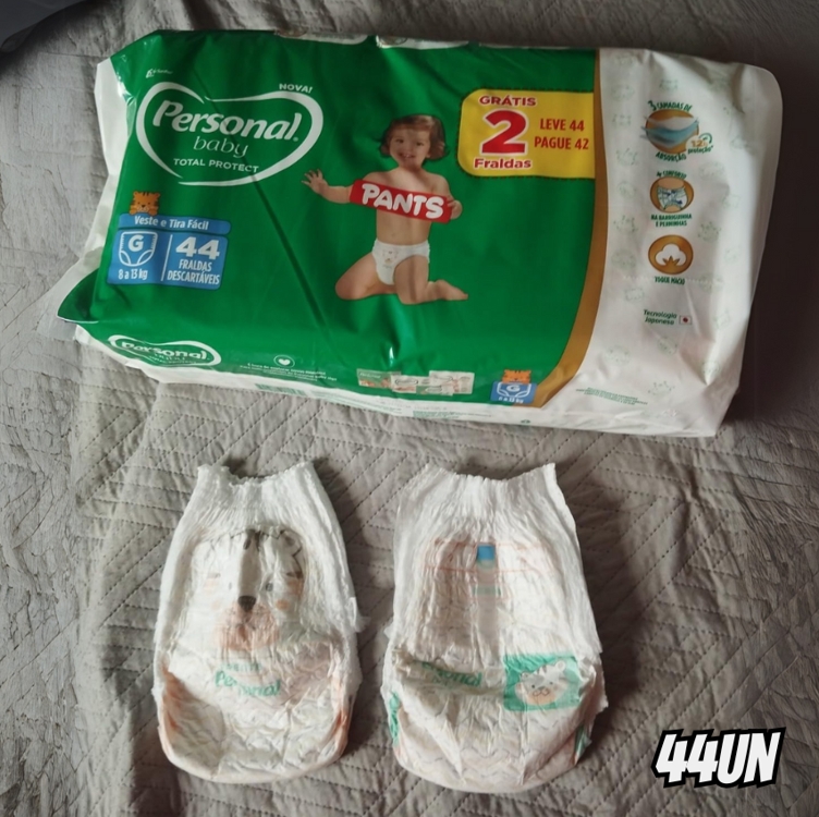 Personal Fralda Baby Total Protect Pants Grande, 44 Unidades Personal Fralda Baby Total Protect Pants Grande, 44 Unidades