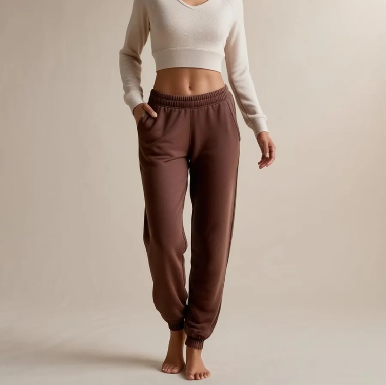 Calça De Moletom Feminina Jogger Flanelada Casual Estilosa Calça De Moletom Feminina Jogger Flanelada Casual Estilosa