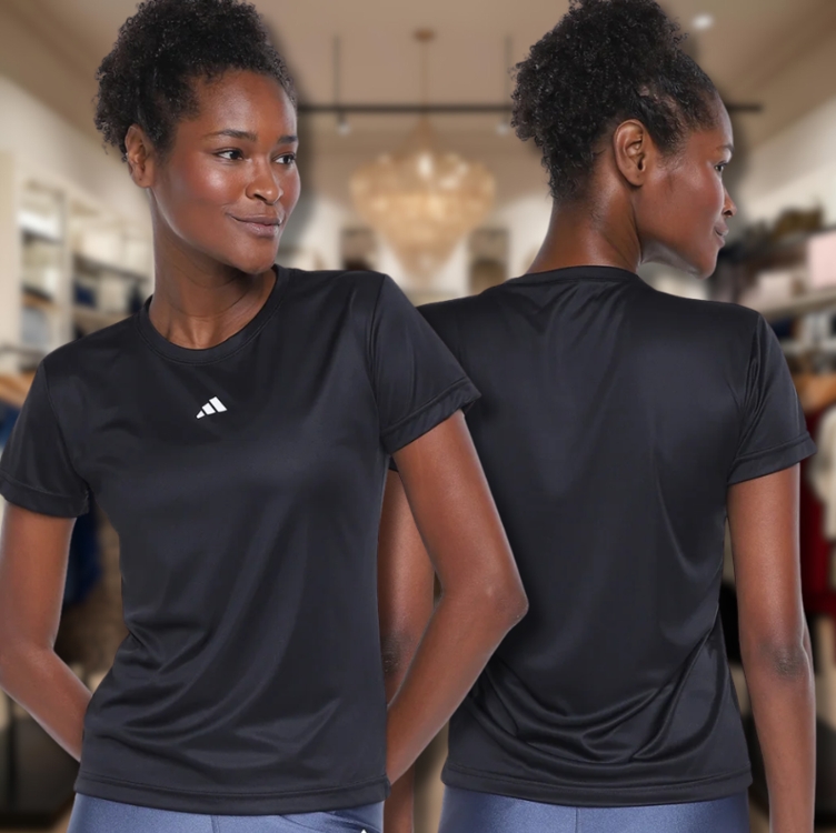 Camiseta Adidas Treino Básica Feminina - Preto+Branco Camiseta Adidas Treino Básica Feminina - Preto+Branco