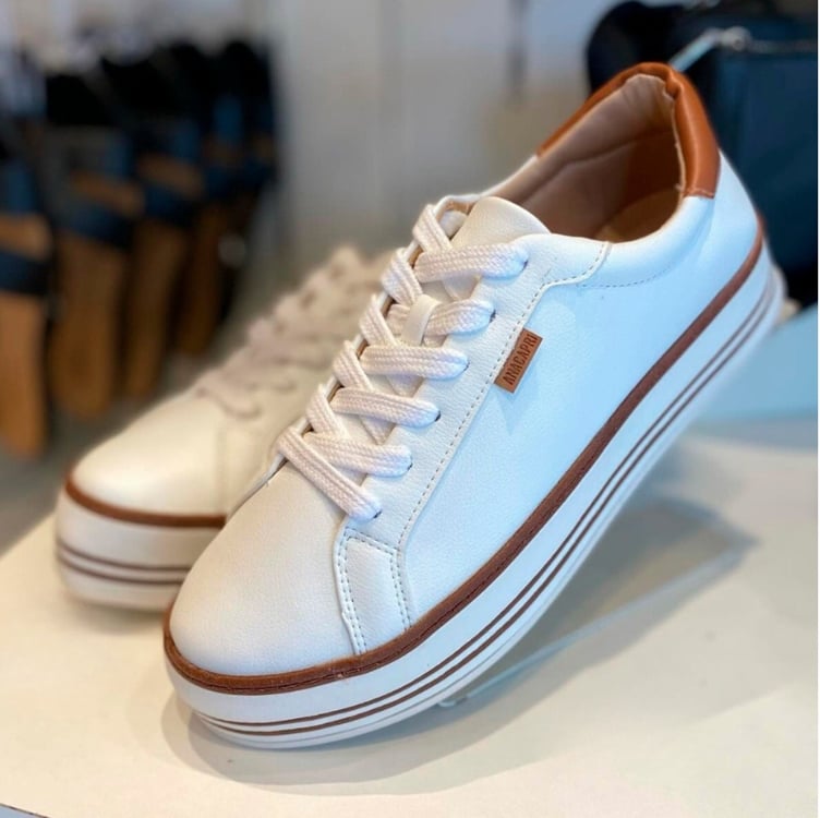 Tênis Anacapri Plataforma Feminino - Branco+Caramelo Tênis Anacapri Plataforma Feminino - Branco+Caramelo