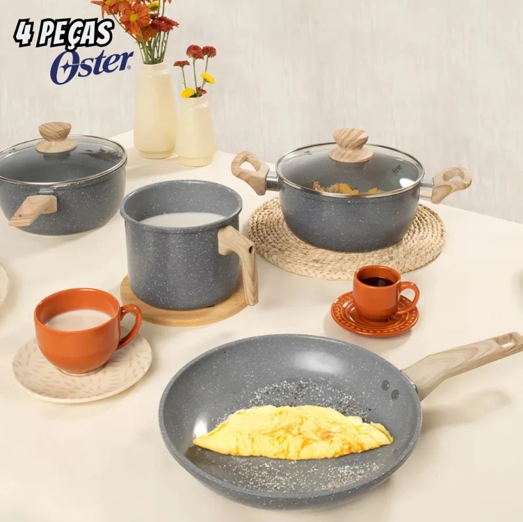 Jogo De Panela 4 Peças Indução Antiaderente Dark Grey Oster Cor Cinza-escuro Jogo De Panela 4 Peças Indução Antiaderente Dark Grey Oster Cor Cinza-escuro