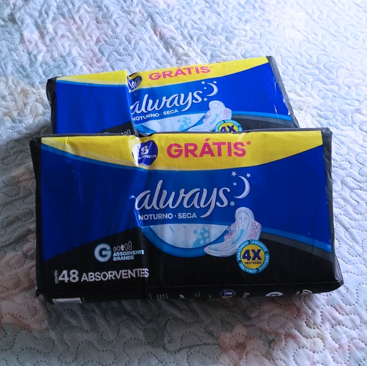 Absorvente Noturno Always Noites Tranquilas Cobertura Seca com Abas Leve 48 Pague 40, Always Absorvente Noturno Always Noites Tranquilas Cobertura Seca com Abas Leve 48 Pague 40, Always