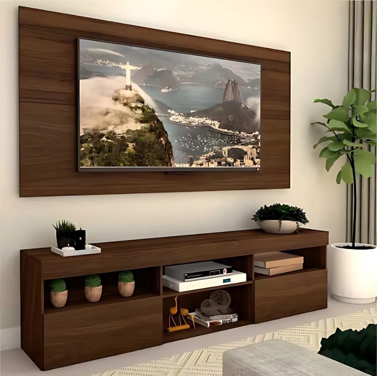 Rack com painel para TV até 65 polegadas e 2 portas Toronto Multimóveis Duna - Marrom Rack com painel para TV até 65 polegadas e 2 portas Toronto Multimóveis Duna - Marrom