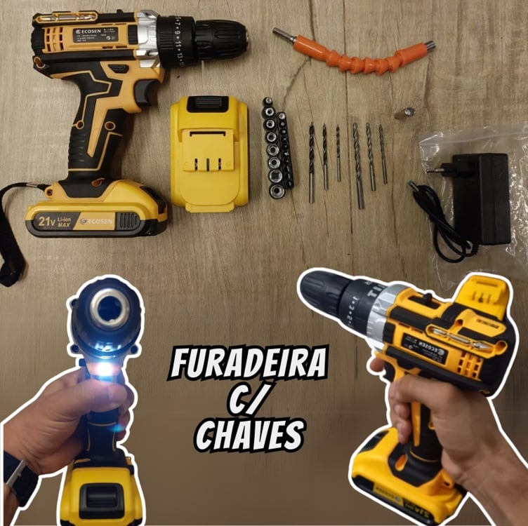 Furadeira Com Chave De Fenda Escovada 21v - 2 Baterias Furadeira Com Chave De Fenda Escovada 21v - 2 Baterias