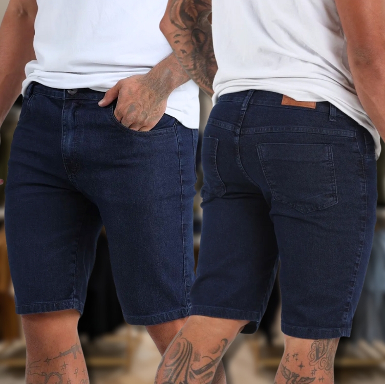 Bermuda Jeans Masculina Skinny Super Lycra Linha Premium Bermuda Jeans Masculina Skinny Super Lycra Linha Premium