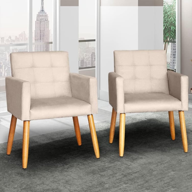 Kit 2 Poltronas Cadeira Decorativa para Sala de estar Cadeiras para Recepção Manicure Escritório Sala De Espera Poltrona MOBLAN tecido suede e courino (Cappuccino, Tecido Suede) Kit 2 Poltronas Cadeira Decorativa para Sala de estar Cadeiras para Recepção Manicure Escritório Sala De Espera Poltrona MOBLAN tecido suede e courino (Cappuccino, Tecido Suede)