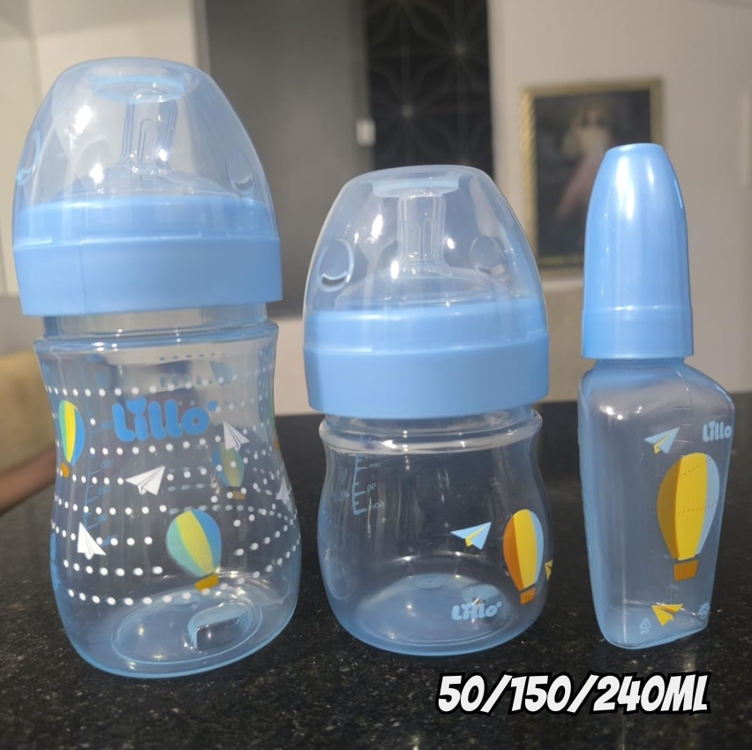Lillo Kit De Mamadeira Primeiros Passos 50/150/240Ml Azul - Lillo Kit De Mamadeira Primeiros Passos 50/150/240Ml Azul -