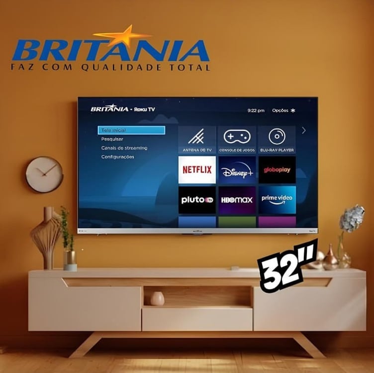 Smart Tv Britânia 32'' Btv32g7pr2csgblh Hd Led Hdmi Roku Tv Smart Tv Britânia 32'' Btv32g7pr2csgblh Hd Led Hdmi Roku Tv