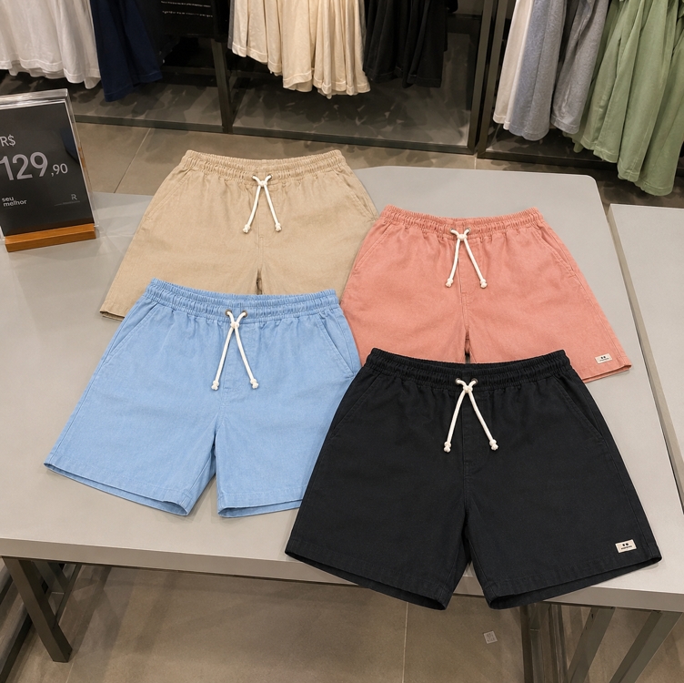 Kit 4 Short Linho Mauricinho Masculino Bermuda Esporte Fino