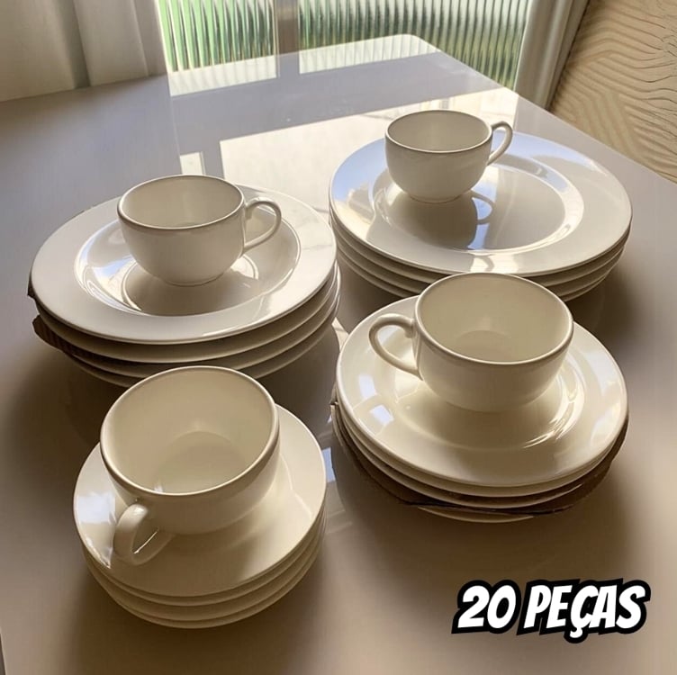 Aparelho de Jantar 20 pçs Branco Liso Alleanza Aparelho de Jantar 20 pçs Branco Liso Alleanza